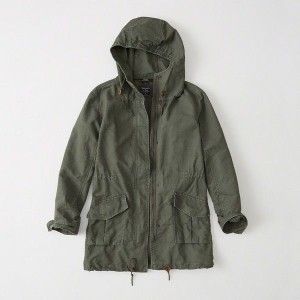 Abercrombie & Fitch Twill Boyfriend Parka - Army Green